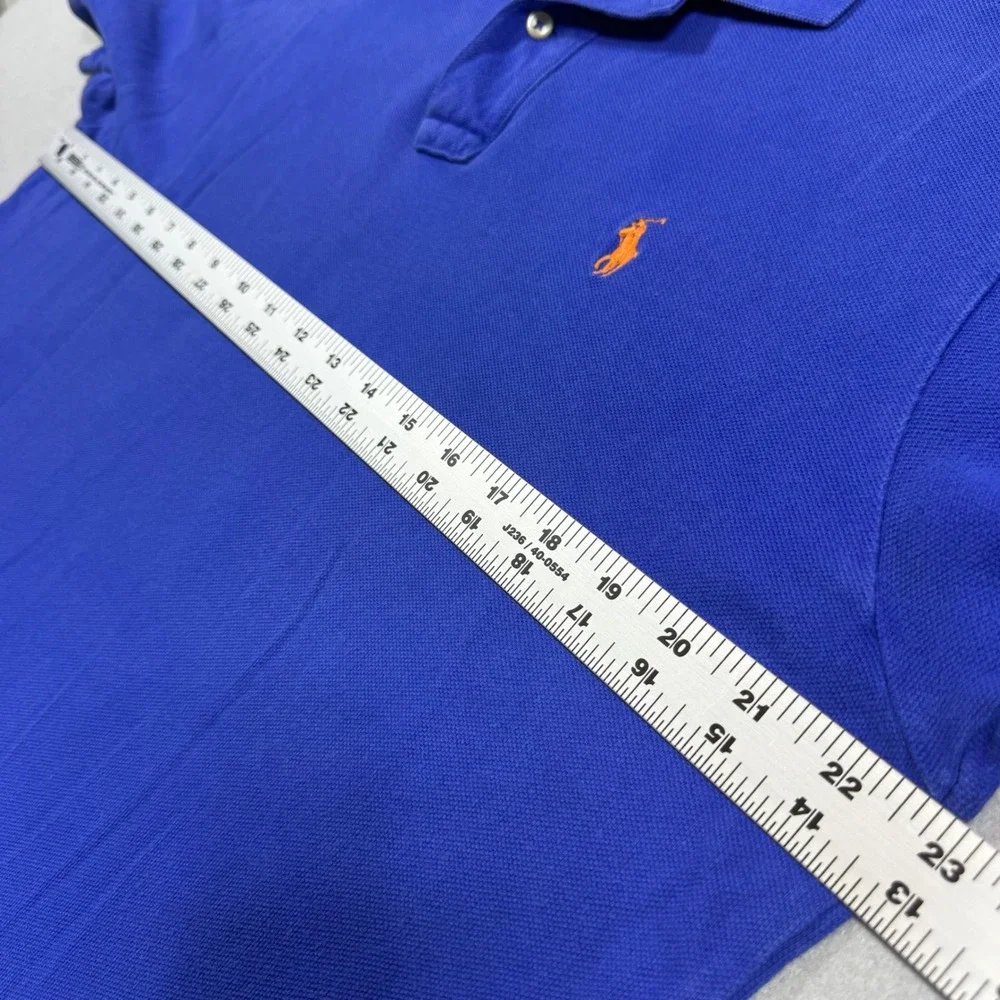 Polo Ralph Lauren Mens Royal Blue Orange Pony Cotton Pique Polo Shirt Large